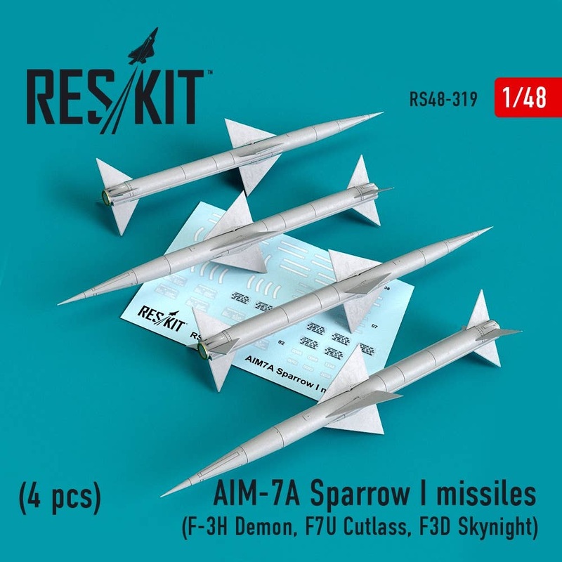 1/48 AIM-7A Sparrow I missiles (4pcs) (F-3H Demon, F7U Cutlass, F3D Skynight)
