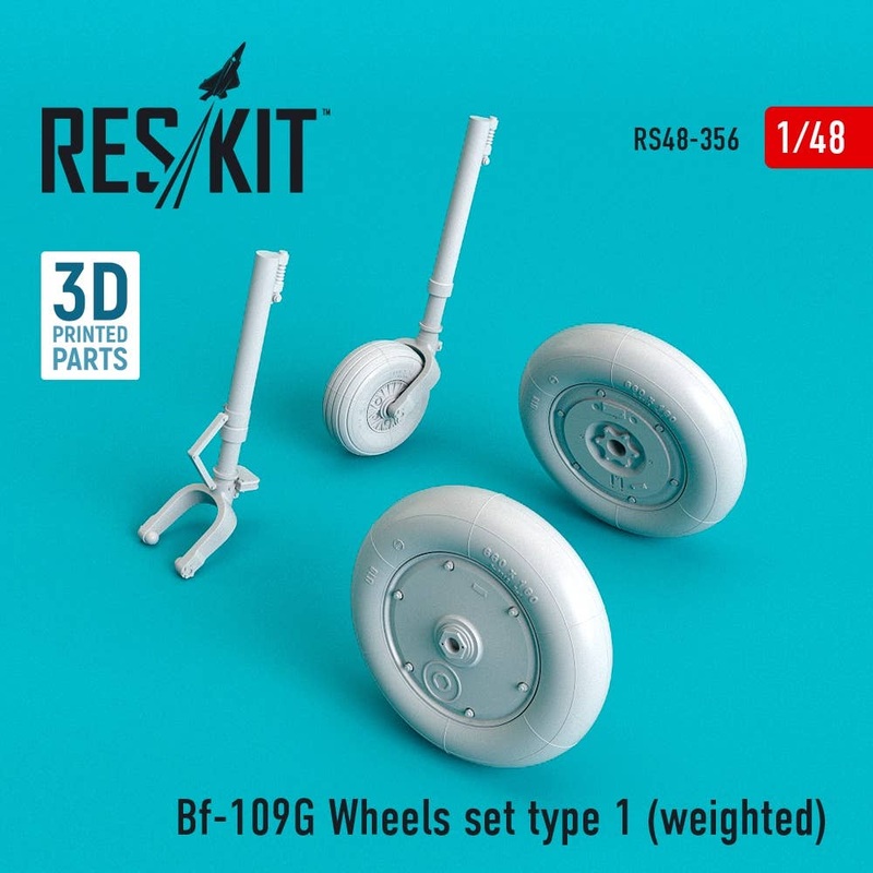 1/48 Bf-109G wheels set type 1 (weighted) (for Eduard, HobbyBoss, Hasegawa, Revell, Tamiya, AMG)