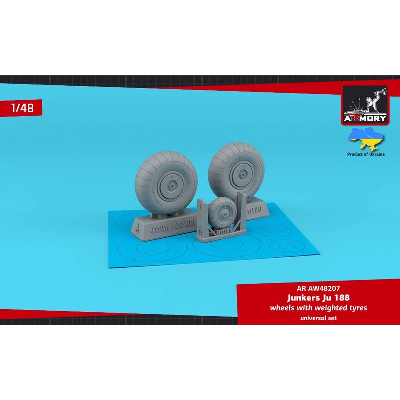 1/48 Junkers Ju 188 wheels w/ weighted tires