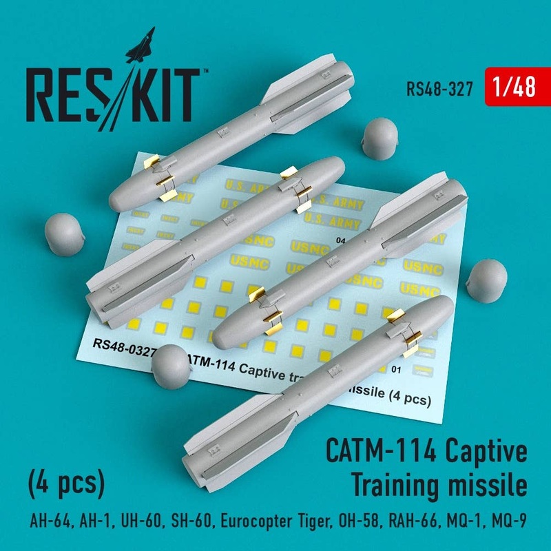 1/48 CATM-114 Captive Training missiles (4 pcs) (AH-64, AH-1, UH-60, SH-60, Eurocopter Tiger, OH-58, RAH-66, MQ-1, MQ-9) (for Academy, Airfix, Hasegawa, Italeri, Monogram, Revell, Italeri, HobbyBoss)