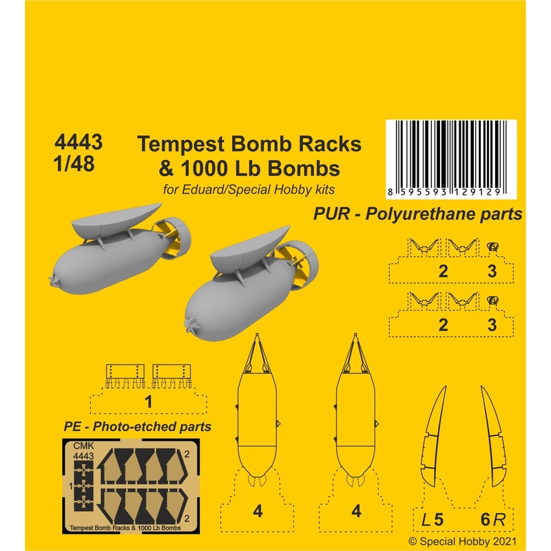 1/48 Tempest Bomb Racks & 1000 Lb Bombs (for Eduard / Special Hobby)