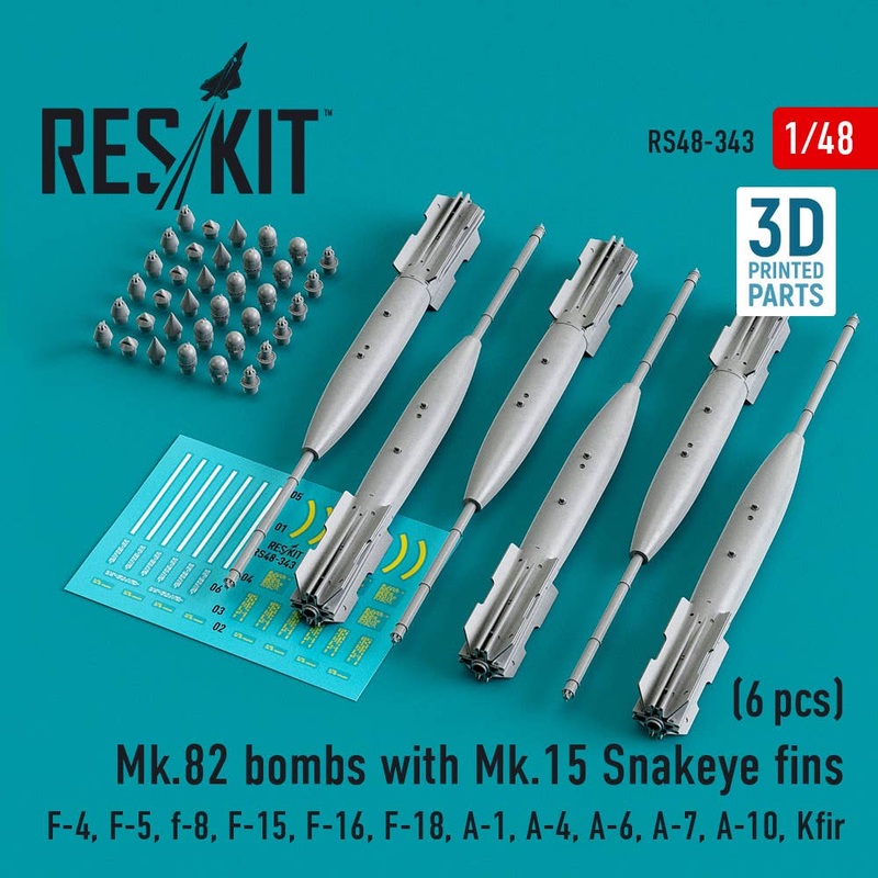 1/48 Mk.82 bombs with Mk.15 Snakeye fins (6 pcs) (3D Printed)