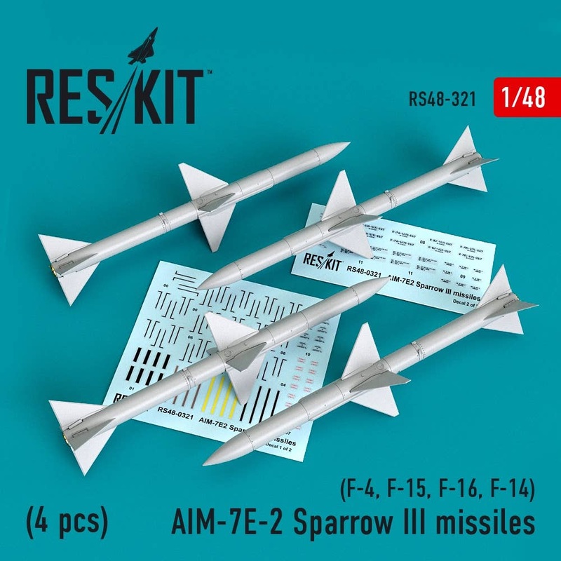 1/48 AIM-7E-2 Sparrow III missiles (4pcs) (F-4, F-15, F-16, F-14)