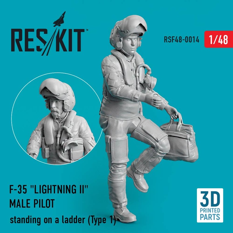 1/48 F-35 Lightning II male pilot standing on a ladder (Type 1) (3D Printed)