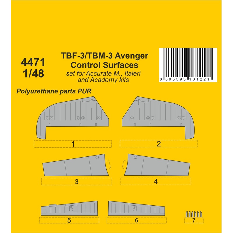 1/48 TBF-3/TBM-3 Avenger Control Surfaces