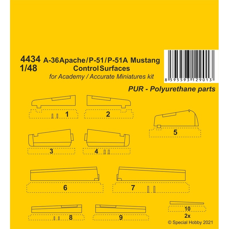 P-51/P-51A/A-36 Control Surface for Academy