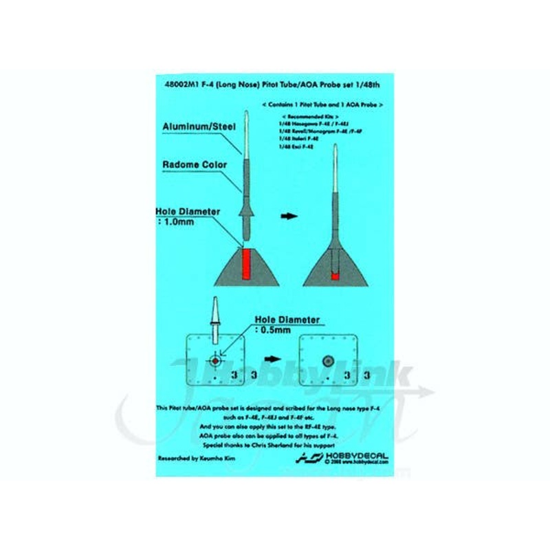 1/48 F-4 Long Nose Pitot Tube / AOA Probe set