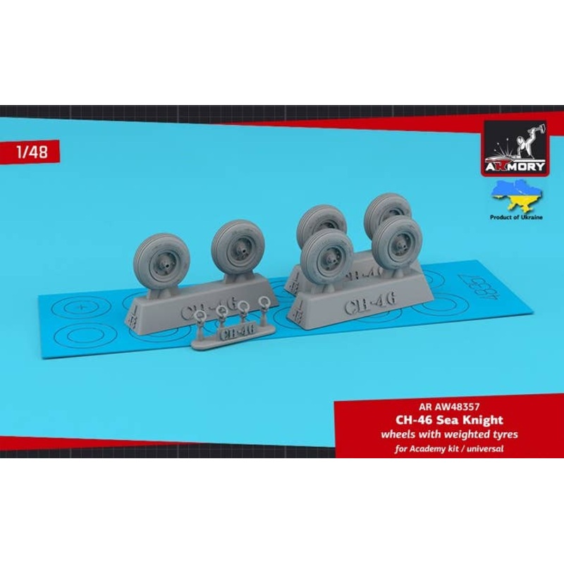 1/48 CH-46 Sea Knight wheels w/ weighted tyres