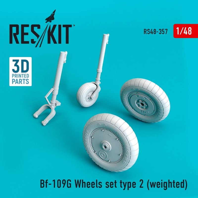 1/48 Bf-109G wheels set type 2 (weighted) (for Eduard, HobbyBoss, Hasegawa, Revell, Tamiya, AMG)