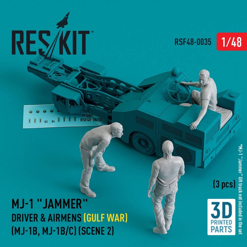 1/48 MJ-1 Jammer Driver & airmens (Gulf War) (MJ-1B, MJ-1B/C) (scene 2) (3 pcs) (3D Printed)