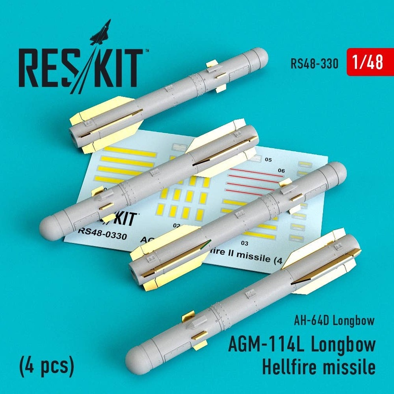 1/48 AGM-114L Longbow Hellfire missiles (4 pcs)(AH-64D Longbow) (for AFV Club, Hasegawa)