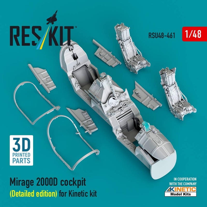 1/48 Mirage 2000D cockpit (Detailed edition) for Kinetic kit (3D Printed)