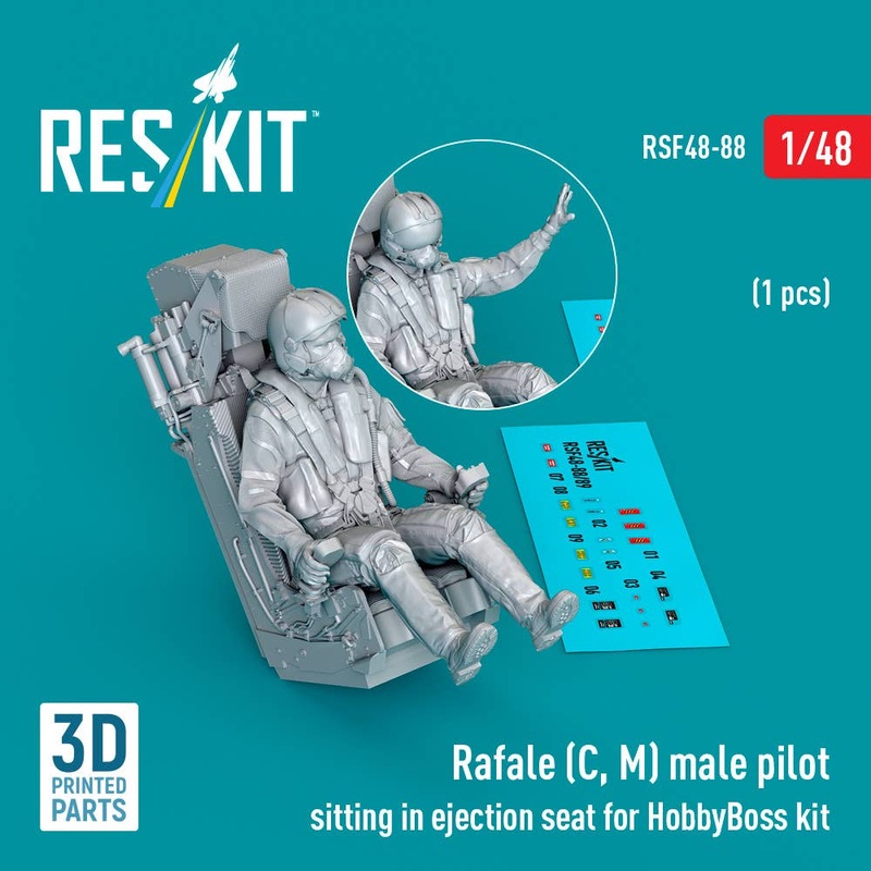1/48 Rafale (C, M) male pilot sitting in ejection seat for HobbyBoss kit (1 pcs)