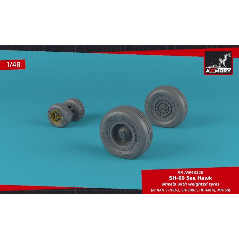 1/48 SH-60 Seahawk Wheels w/ Weighted Tires (for Italeri)