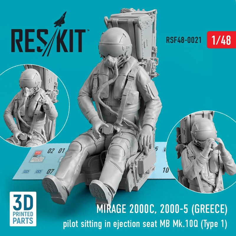 1/48 Mirage 2000C, 2000-5 (GREECE) pilot sitting in ejection seat MB Mk.10Q (Type 1) (3D Printed)