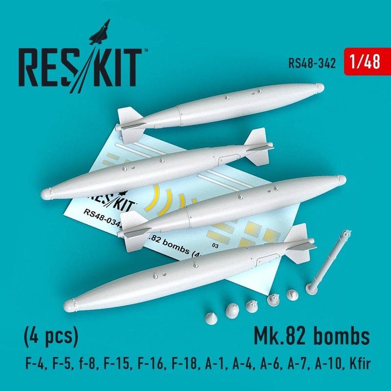 1/48 Mk.82 bombs (4pcs)(F-4, F-5, F-8, F-15, F-16, F-18, A-1, A-4, A-6, A-7, A-10, Kfir)