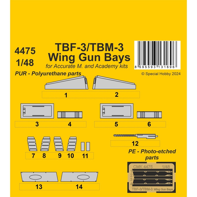 TBF-3/TBM-3 Wing Gun Bays 1/48 / for Accurate/Academy kits