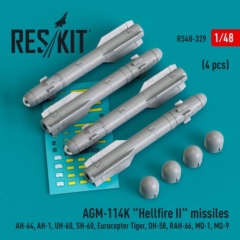 1/48 AGM-114K Hellfire II missiles (4 pcs) (3D Printed)