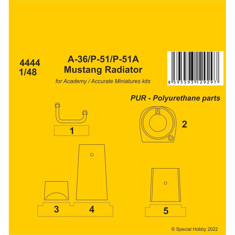 1/48 A-36 Apache / P-51 / P-51A Mustang Radiator (for Academy)
