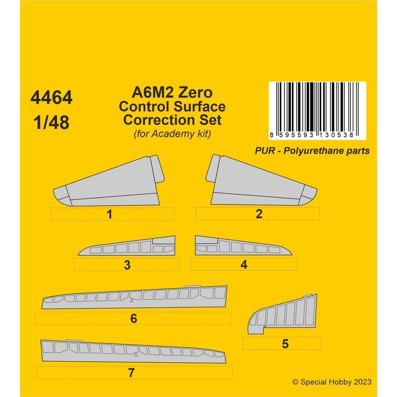 1/48 A6M2 Zero Control Surface Correction Set / for Academy kit