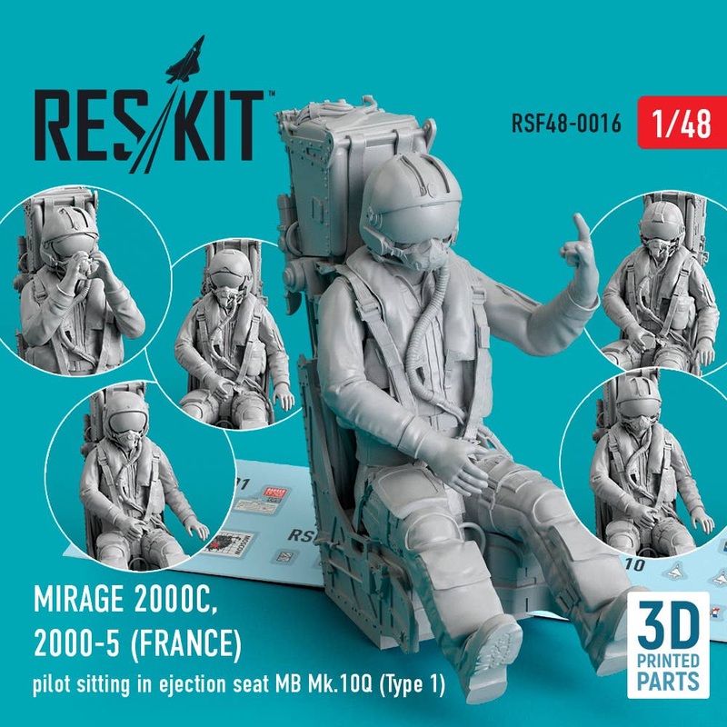 1/48 Mirage 2000C, 2000-5 (FRANCE) pilot sitting in ejection seat MB Mk.10Q (Type 1) (3D Printed)