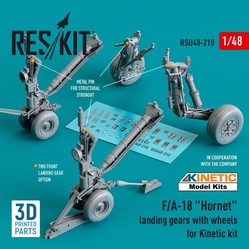 1/48 F/A-18 Hornet landing gears with wheels for Kinetic kit (Resin & 3D Printed)