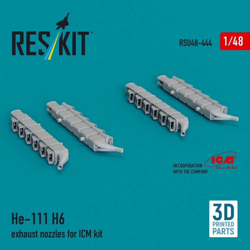 1/48 He 111 H-6 exhaust nozzles for ICM kit (3D printed)