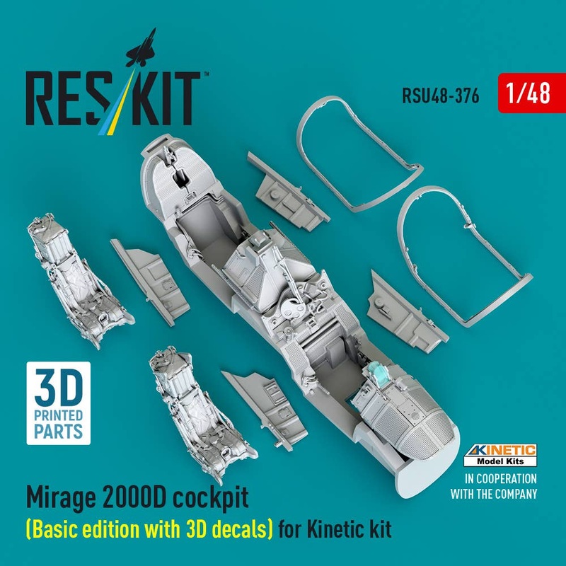 1/48 Mirage 2000D cockpit (Basic edition with 3D decals) for Kinetic kit (3D Printed)