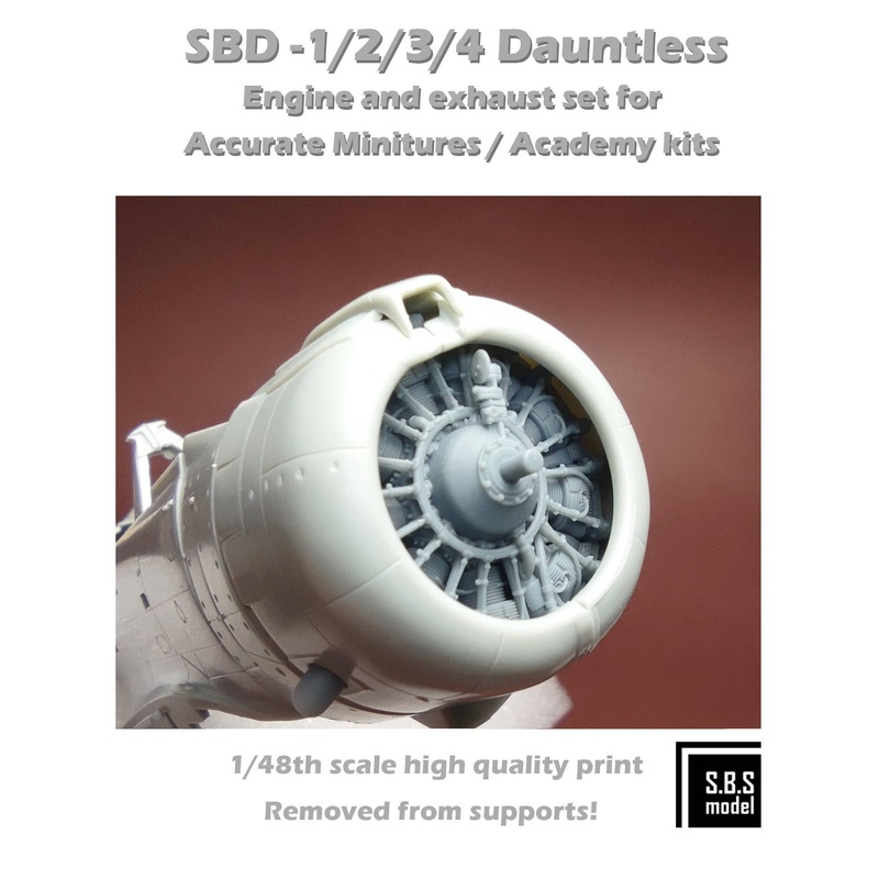 SBD-1/2/3/4 Dauntless engine & exhaust set for Academy/AM