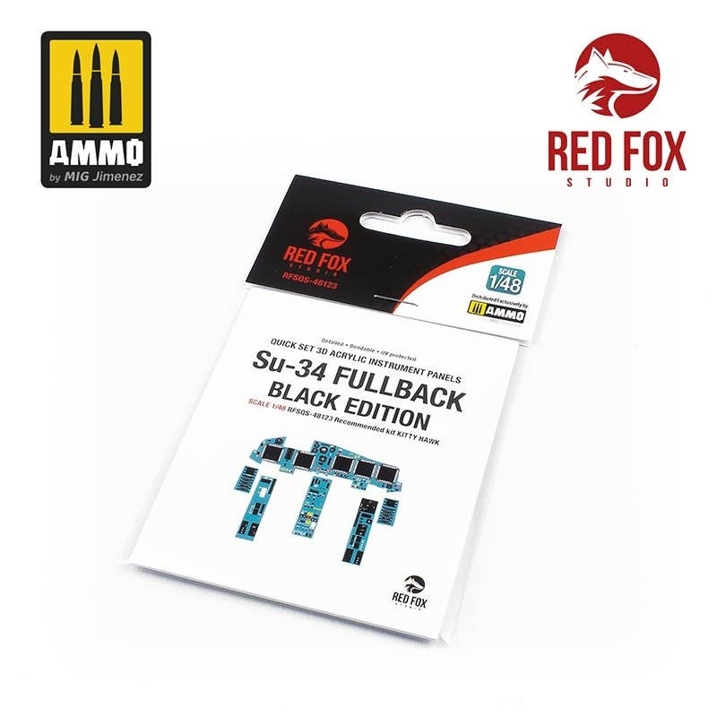 1/48 Su-34 Fullback (Black) Quick Set 3D Acrylic Instrument Panels (for Kitty Hawk)