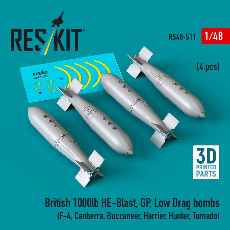 1/48 British 1000lb HE-Blast, GP, Low Drag bombs (4 pcs)