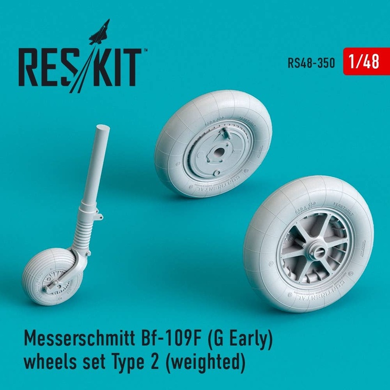 1/48 Messerschmitt Bf-109F (G Early) wheels set Type 2 (weighted)