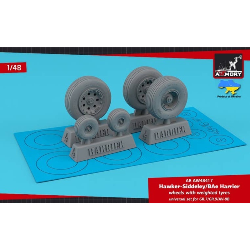 1/48 H.S. Harrier GR.7/GR.9/AV-8B wheels w/ weighted tyres
