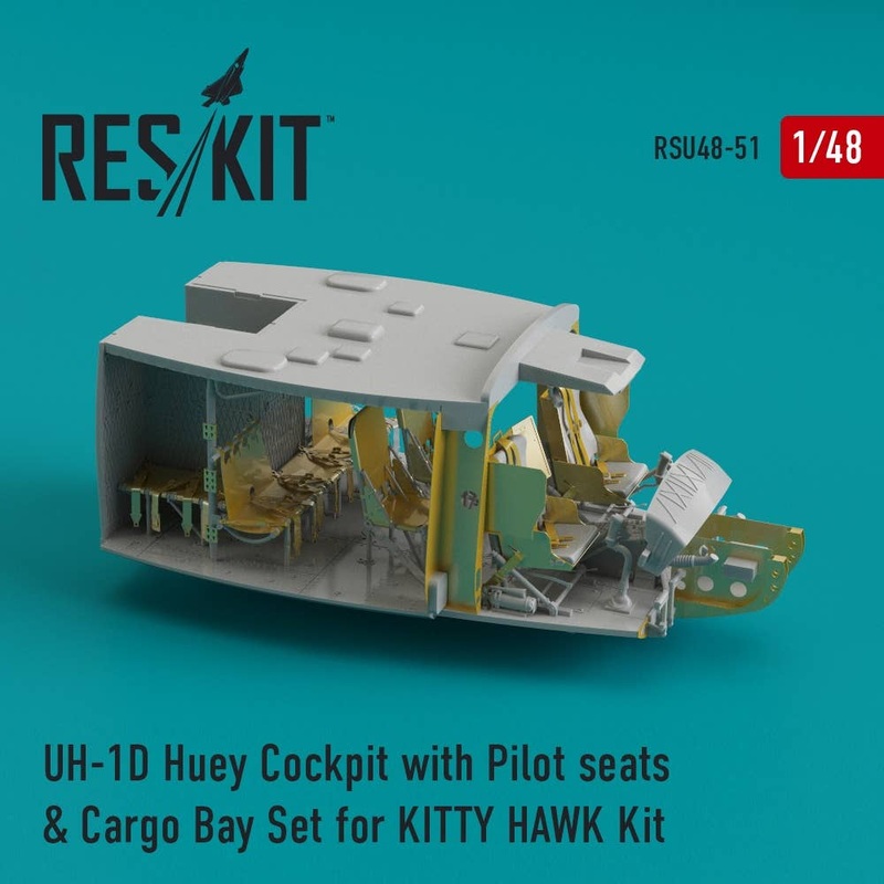 1/48 UH-1D Huey Cockpit with Pilot Seats & Cargo Bay Set (for Kitty Hawk)