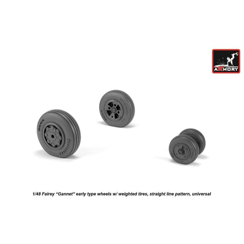 1/48 Fairey Gannet early type wheels w/ weighted tires of straight tire pattern