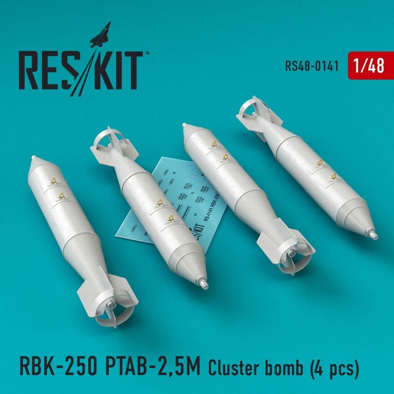 1/48 RBK-250 PTAB-2,5M Cluster Bomb (4pcs) (Su-7, Su-17, Su-22, Su-24, Su-25, Su-34, MiG-21, MiG-27)