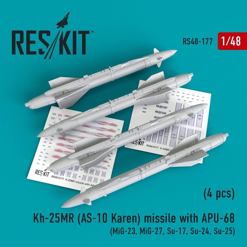 1/48 Russia Kh-25Mr "Karen" Air-To-Ground Missile w/Apu-68 Launcher (4 pcs)