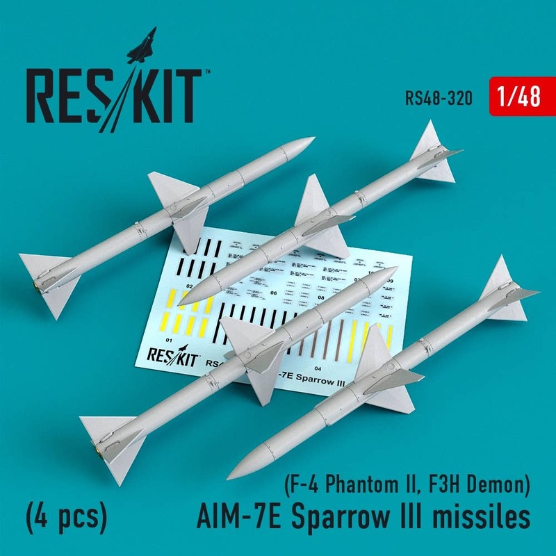 1/48 AIM-7E Sparrow III missiles (4pcs) (F-4 Phantom II, F3H Demon)