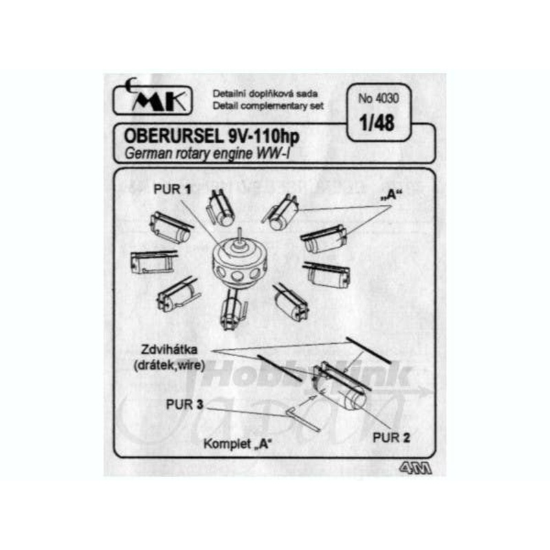 1/48 Oberursel 9V-110hp German Rotary Engine WWI