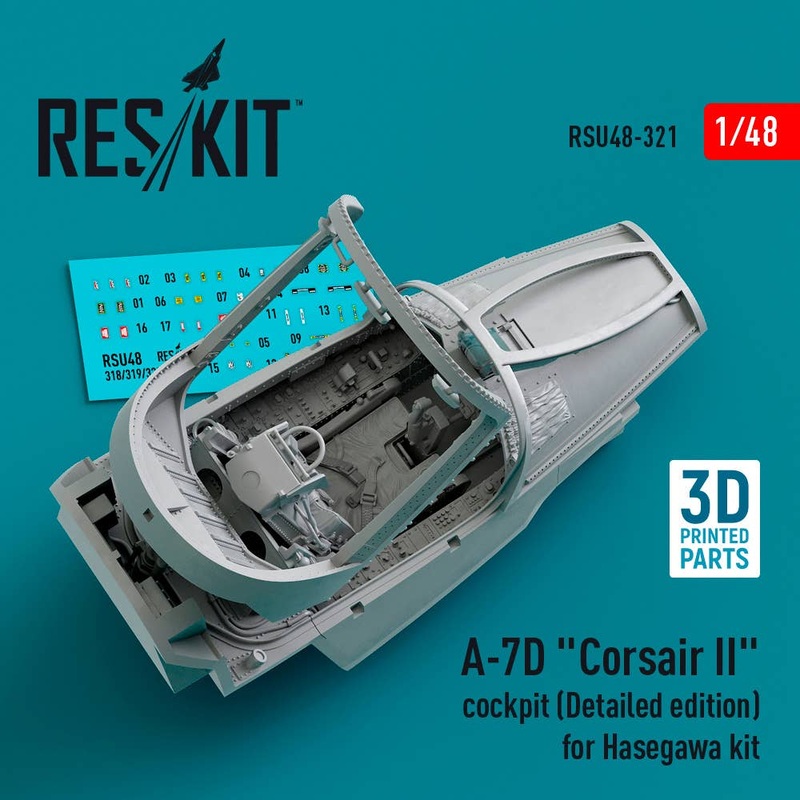 1/48 A-7D Corsair II cockpit (Detailed edition) for Hasegawa kit (3D Printed)