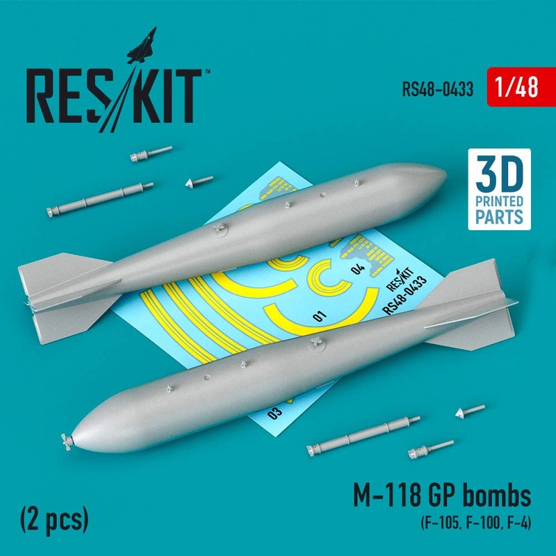 1/48 M-118 GP bombs (2 pcs) (F-105, F-100, F-4) (3D Printing)