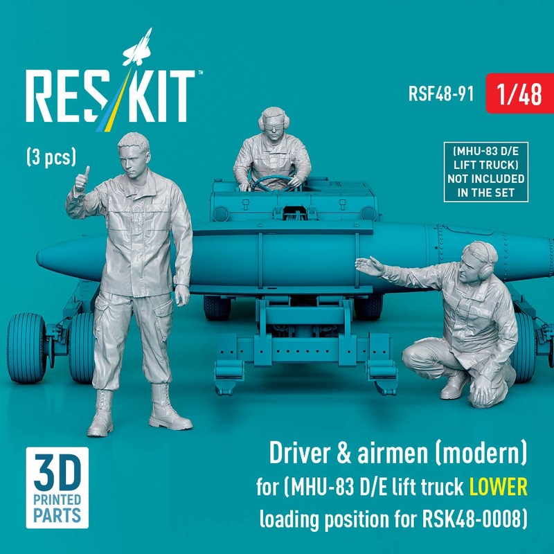 1/48 Driver & airmen (modern) (3 pcs) (MHU-83 D/E lift truck LOWER loading position for RSK48-0008)
