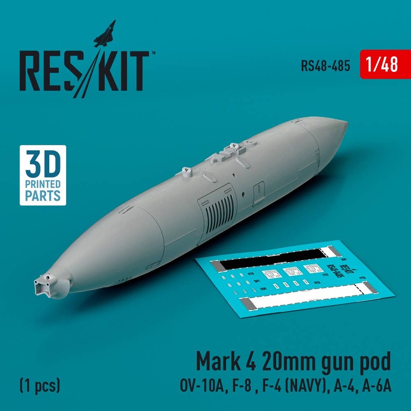 1/48 Mark 4 20mm gun pod (OV-10A, F-8 , F-4 (USN), A-4, A-6A) (1 pcs) (3D Printed)