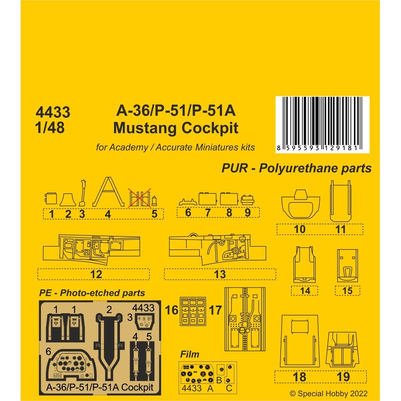 A-36/P-51/P-51A  Mustang Cockpit (for Academy)
