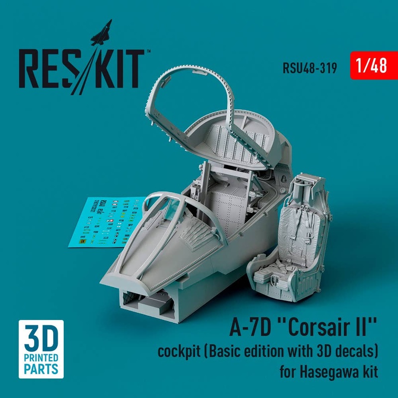1/48 A-7D Corsair II cockpit (Basic edition with 3D decals) for Hasegawa kit (3D Printed)