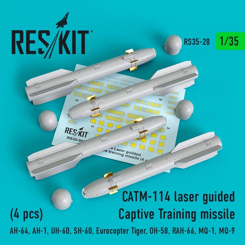 1/35 CATM-114 laser guided Captive Training missiles (4 pcs) (AH-64, AH-1, UH-60, SH-60, Eurocopter Tiger, OH-58, RAH-66, MQ-1, MQ-9) (for Kangnam, Academy, Italeri, AFV Club, KittyHawk)