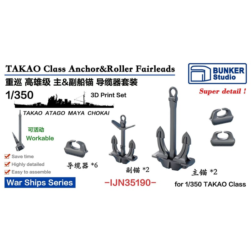 1/350 IJN TAKAO Class Anchor&Roller Fairleads