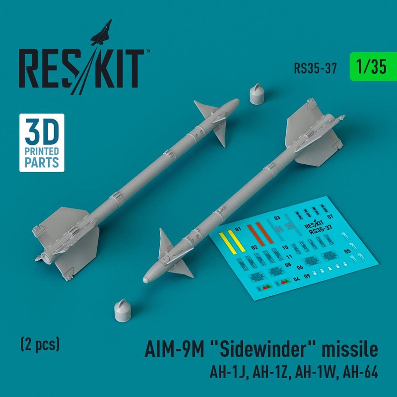 1/35 AIM-9M Sidewinder missile (AH-1J, AH-1Z, AH-1W, AH-64) (2 pcs) (3D Printed)