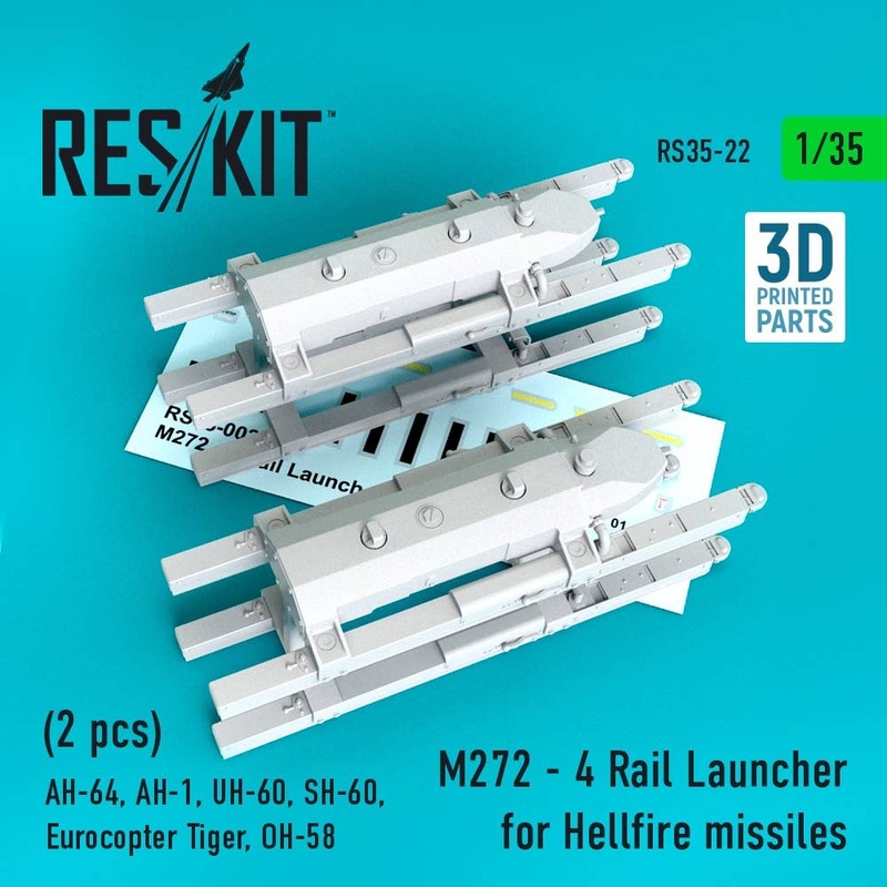 1/35 M272 - 4 Rail Launcher for Hellfire missiles (2 pcs) (AH-64, AH-1, UH-60, SH-60, Eurocopter Tiger, OH-58) (for Kangnam, Academy, Italeri, AFV Club, KittyHawk)