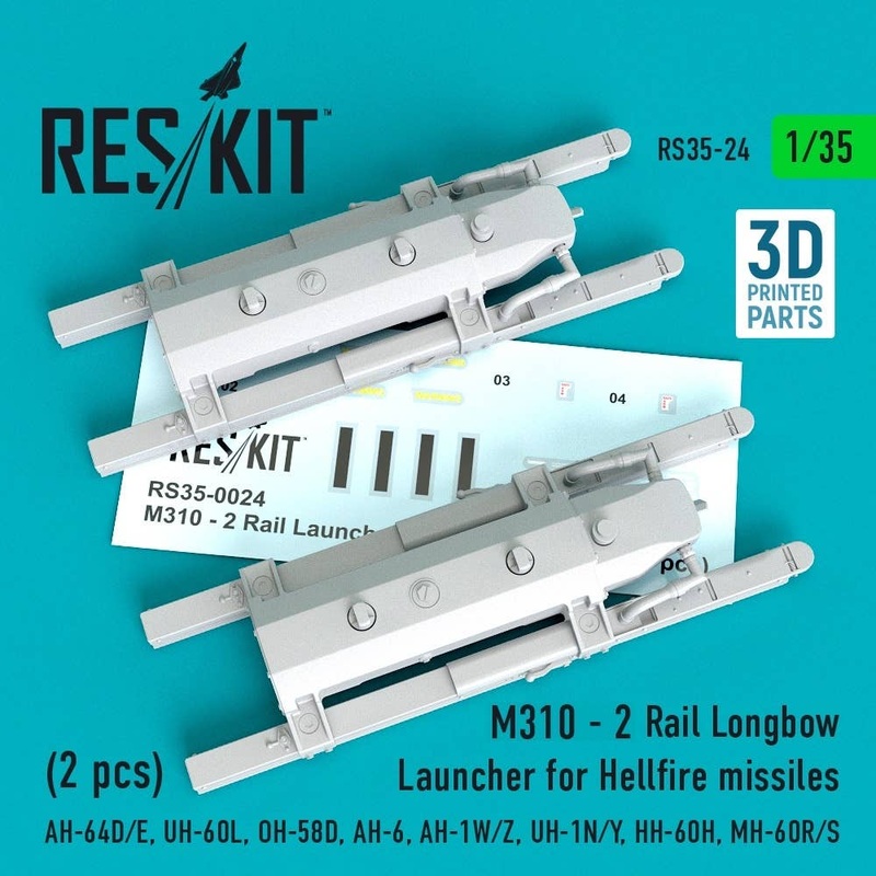 1/35 M310 - 2 Rail Launcher for Hellfire missiles (2 pcs) (AH-64D/E, UH-60L, OH-58D, AH-6, AH-1W/Z, UH-1N/Y, HH-60H, MH-60R/S) (for Kangnam, Academy, Italeri, AFV Club, KittyHawk)